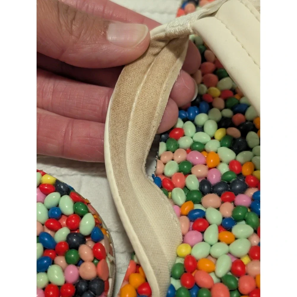 Sanuk Bubblecrush Jelly Bean Flip Flops Rainbow Sandals Women's 6 Beach Twee Fun